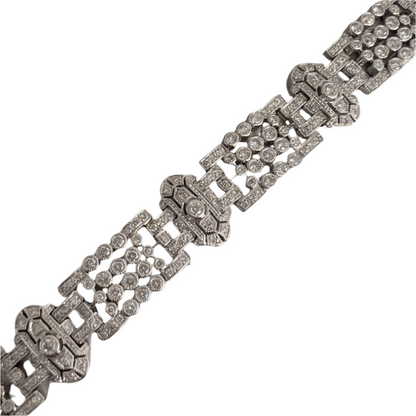 Antique Art Deco 18k White Gold Diamond Bracelet 7.25" 5.50ctw G-H VS2-SI1
