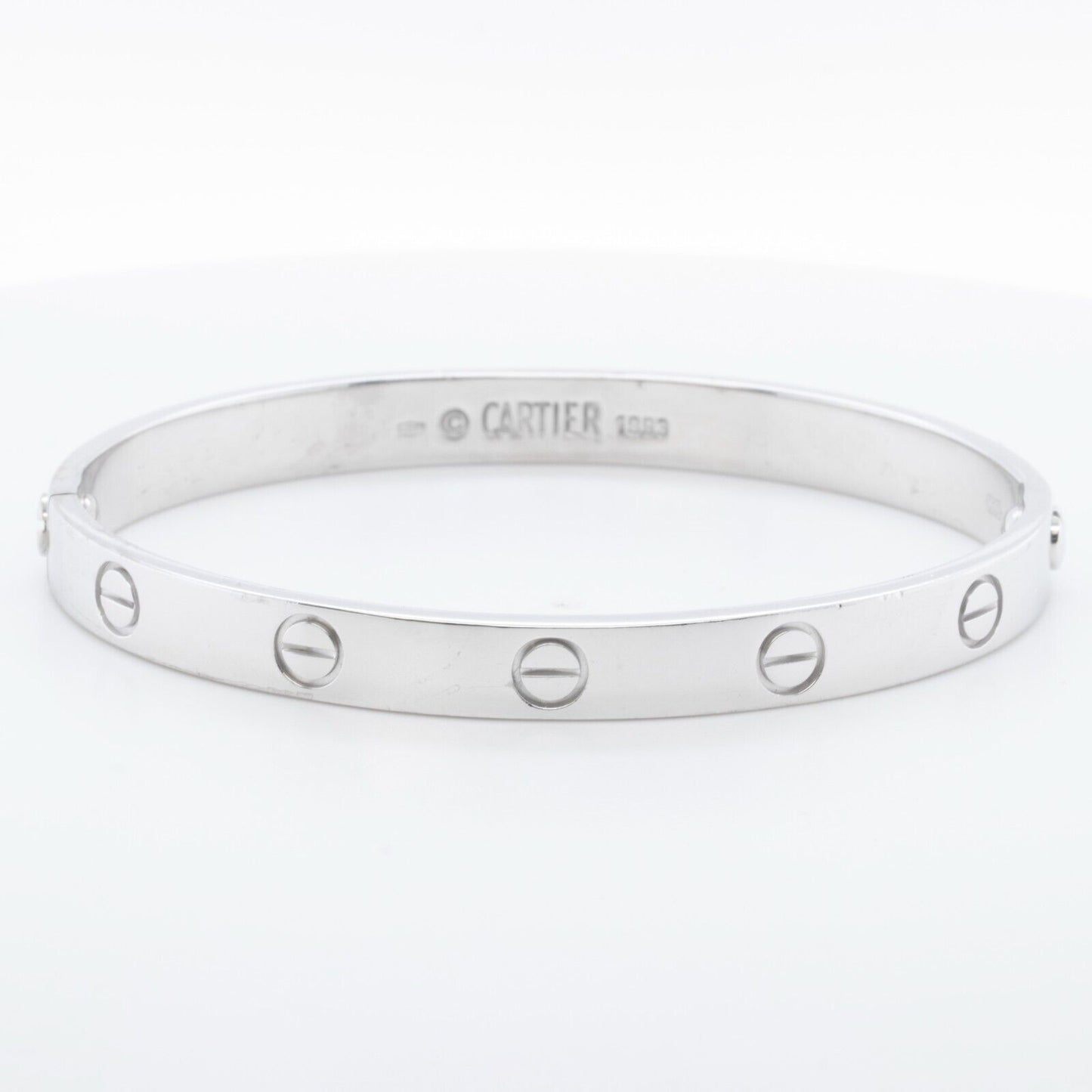 Cartier Love 750 18k White Gold Bangle Bracelet Size 17 BOX CERTIFICATE