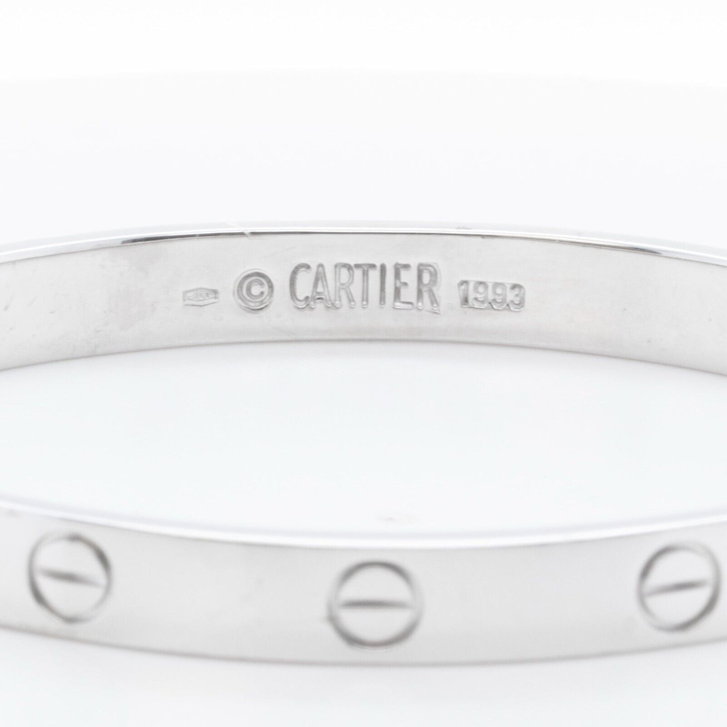 Cartier Love 750 18k White Gold Bangle Bracelet Size 17 BOX CERTIFICATE