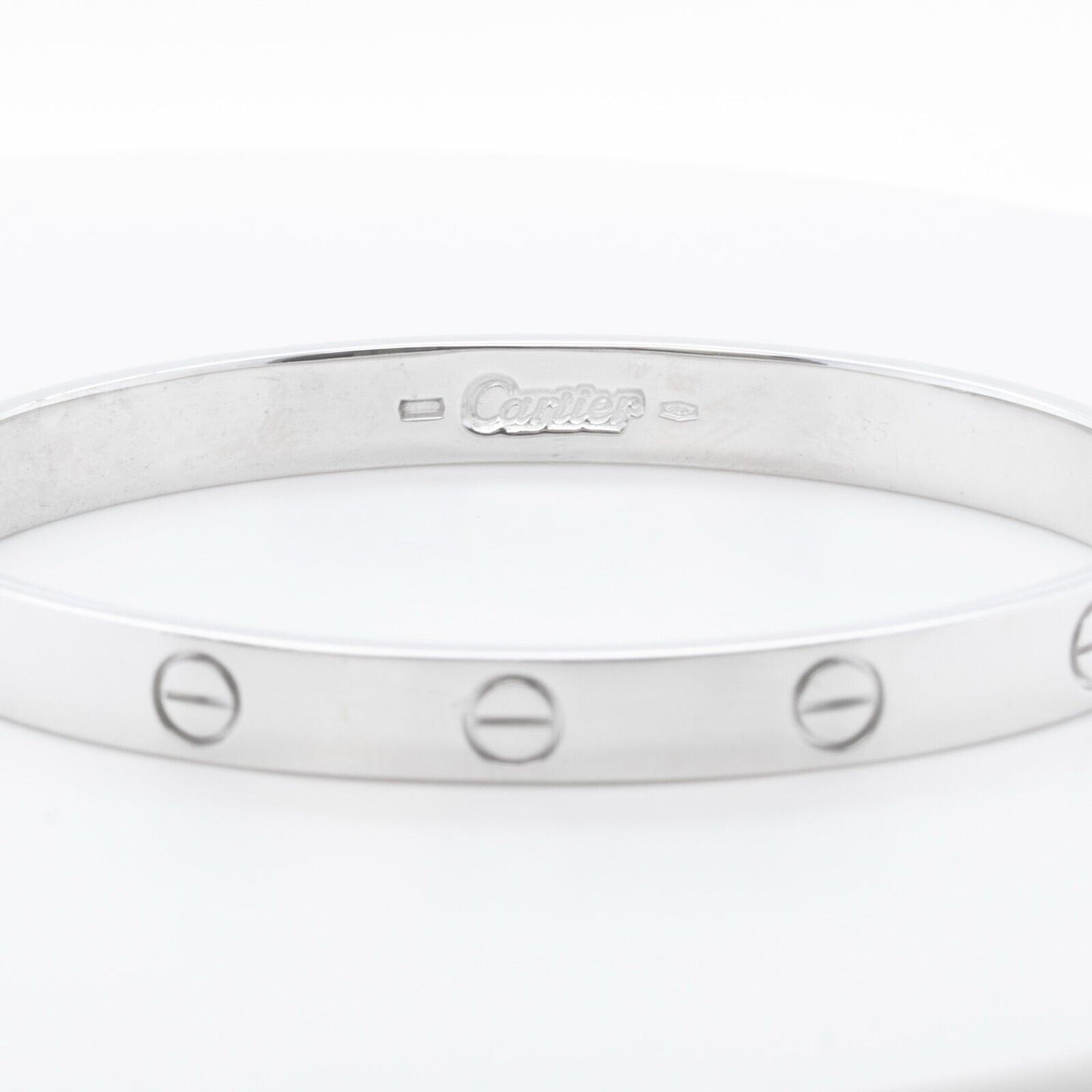 Cartier Love 750 18k White Gold Bangle Bracelet Size 17 BOX CERTIFICATE