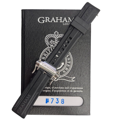 Graham Chronofighter RAC 2CRBS Silver Dial Black Leather 43mm Watch BOX PAPERS