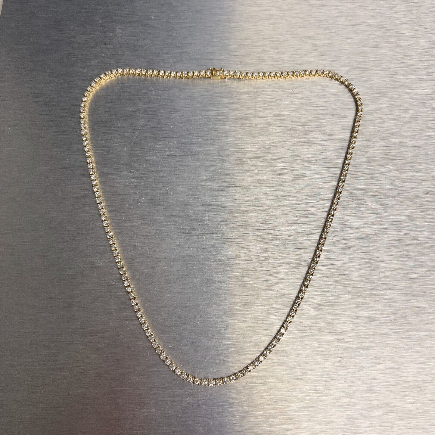 14k Yellow Gold Diamond Tennis Necklace 8.50ctw G SI1 18.25"