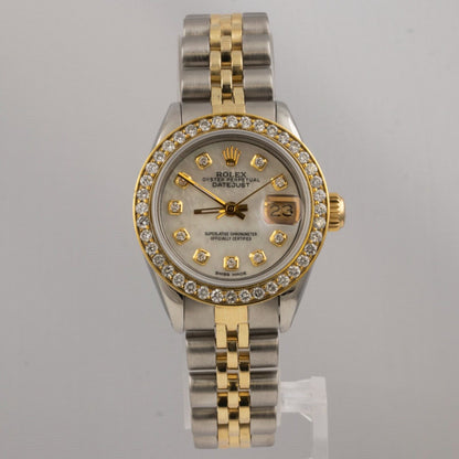 1979 Rolex DateJust 6917 18k Yellow Gold & Stainless MOP Diamond Dial 26mm Watch