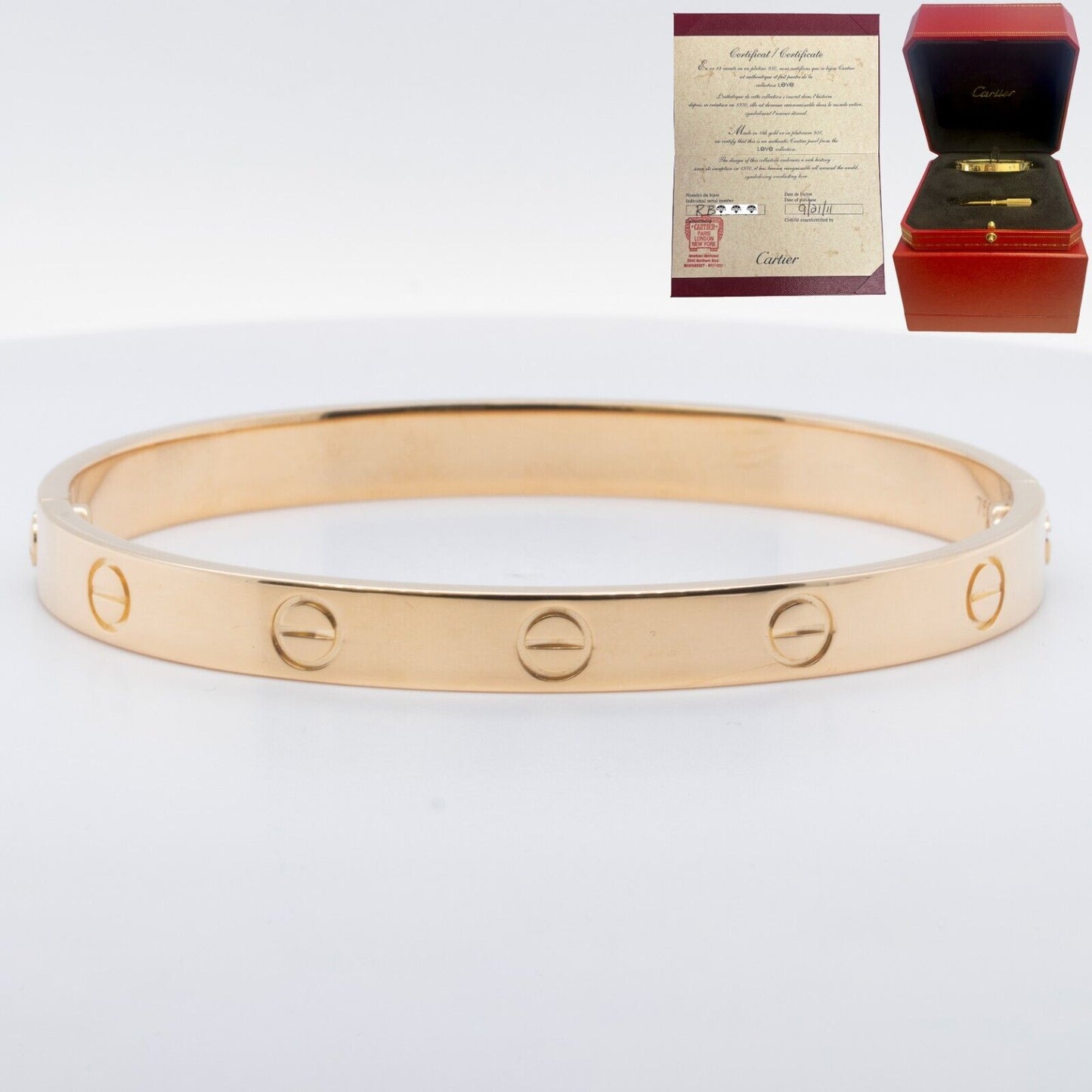 2011 Cartier Love 18k Yellow Gold Bangle Bracelet Size 17 BOX & CERTIFICATE