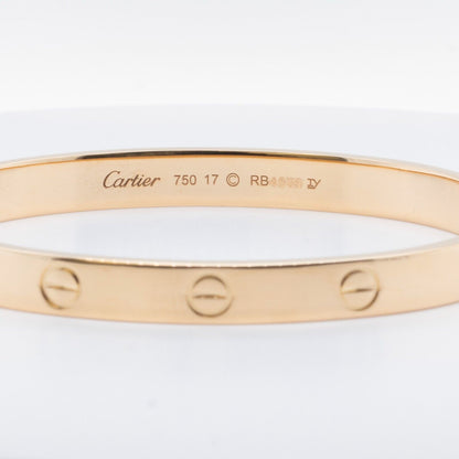 2011 Cartier Love 18k Yellow Gold Bangle Bracelet Size 17 BOX & CERTIFICATE