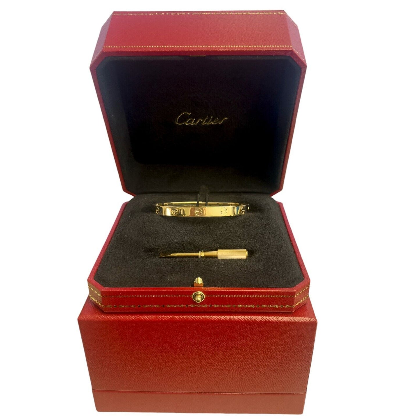 2011 Cartier Love 18k Yellow Gold Bangle Bracelet Size 17 BOX & CERTIFICATE