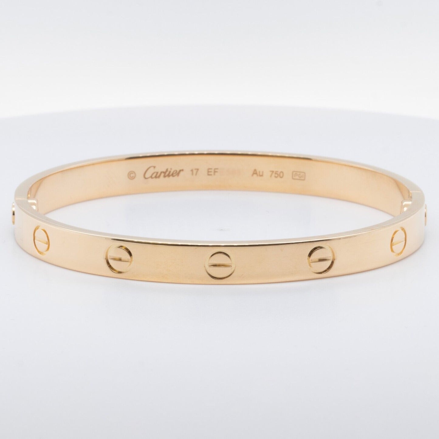 2017 Cartier Love 18k Yellow Gold Bangle Bracelet Size 17 BOX & CERTIFICATE