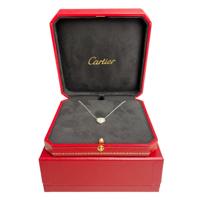 Cartier 18k White Gold Diamond Pave 10mm Heart Pendant Necklace 16" BOX & CERT