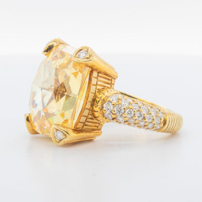 Judith Ripka Lola 18k Yellow Gold Lemon Quartz Diamond Ring Size 4.75 BOX