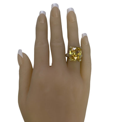 Judith Ripka Lola 18k Yellow Gold Lemon Quartz Diamond Ring Size 4.75 BOX