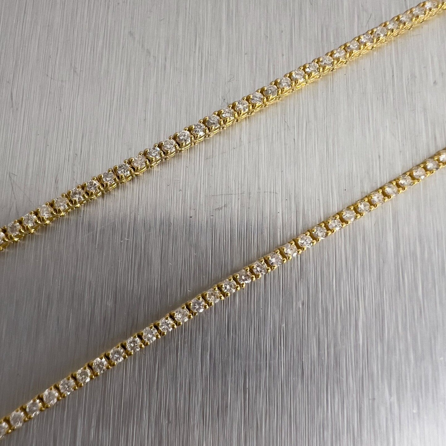 14k Yellow Gold Diamond Tennis Necklace 3.68ctw F-G SI1 16.5"