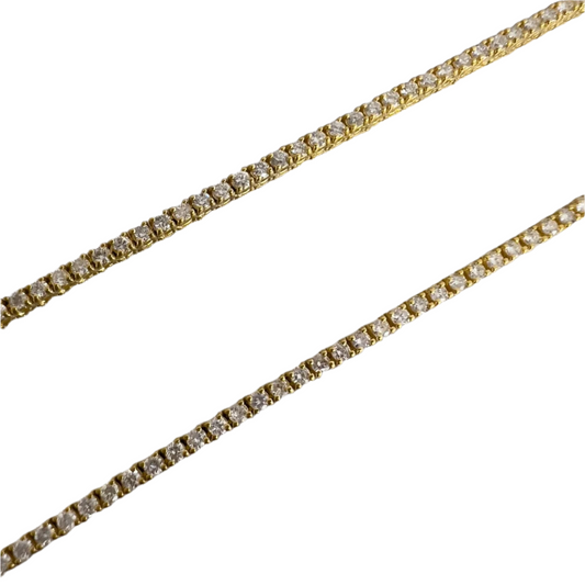 14k Yellow Gold Diamond Tennis Necklace 3.68ctw F-G SI1 16.5"