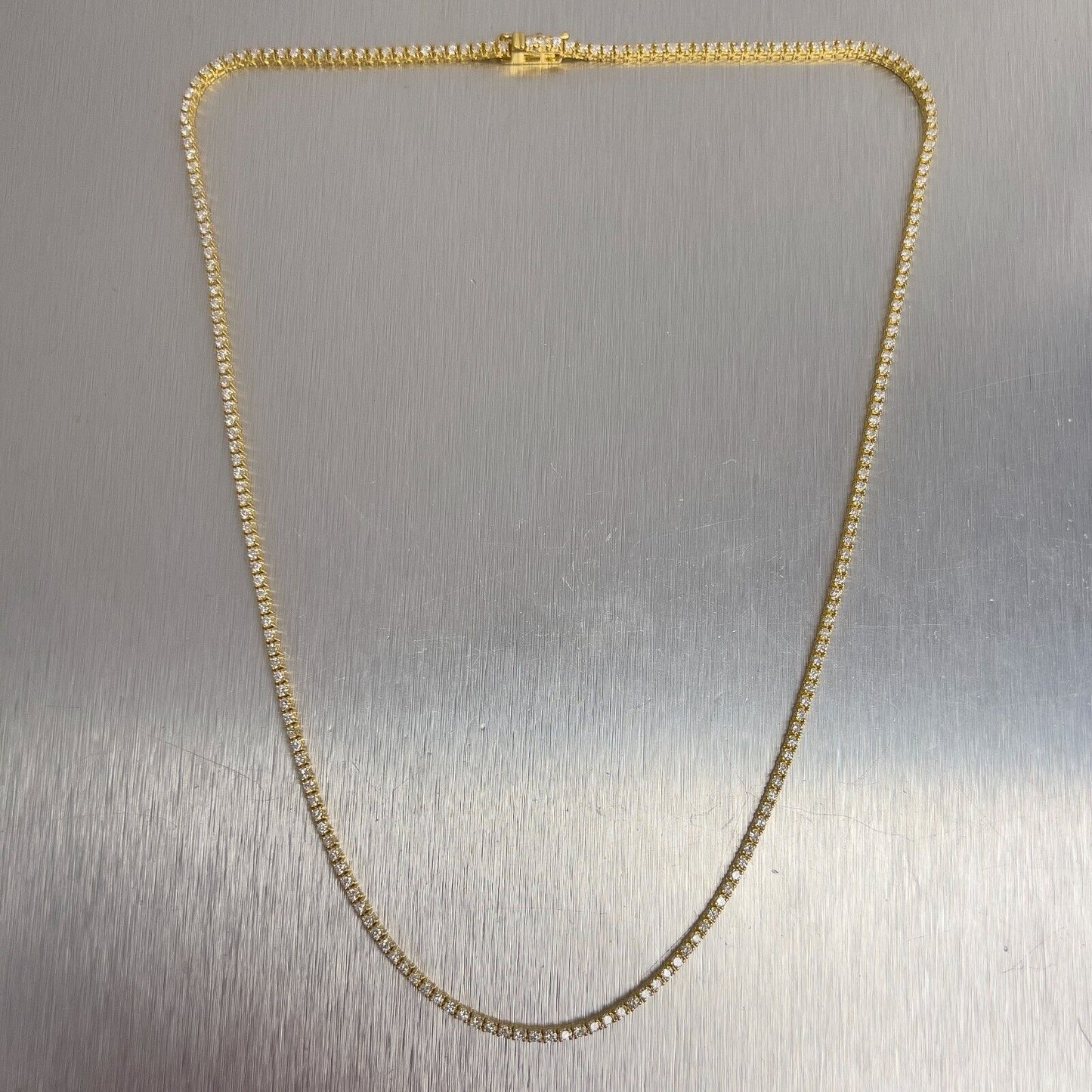 14k Yellow Gold Diamond Tennis Necklace 3.68ctw F-G SI1 16.5"