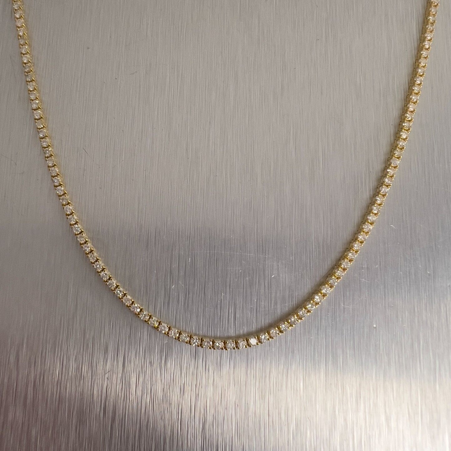 14k Yellow Gold Diamond Tennis Necklace 3.68ctw F-G SI1 16.5"