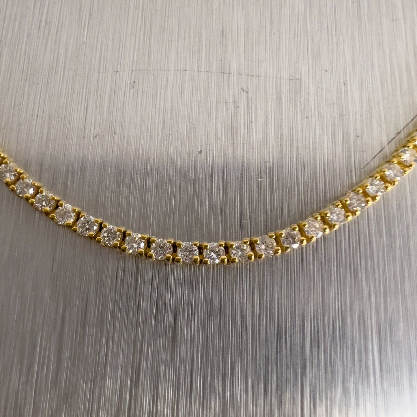 14k Yellow Gold Diamond Tennis Necklace 3.68ctw F-G SI1 16.5"