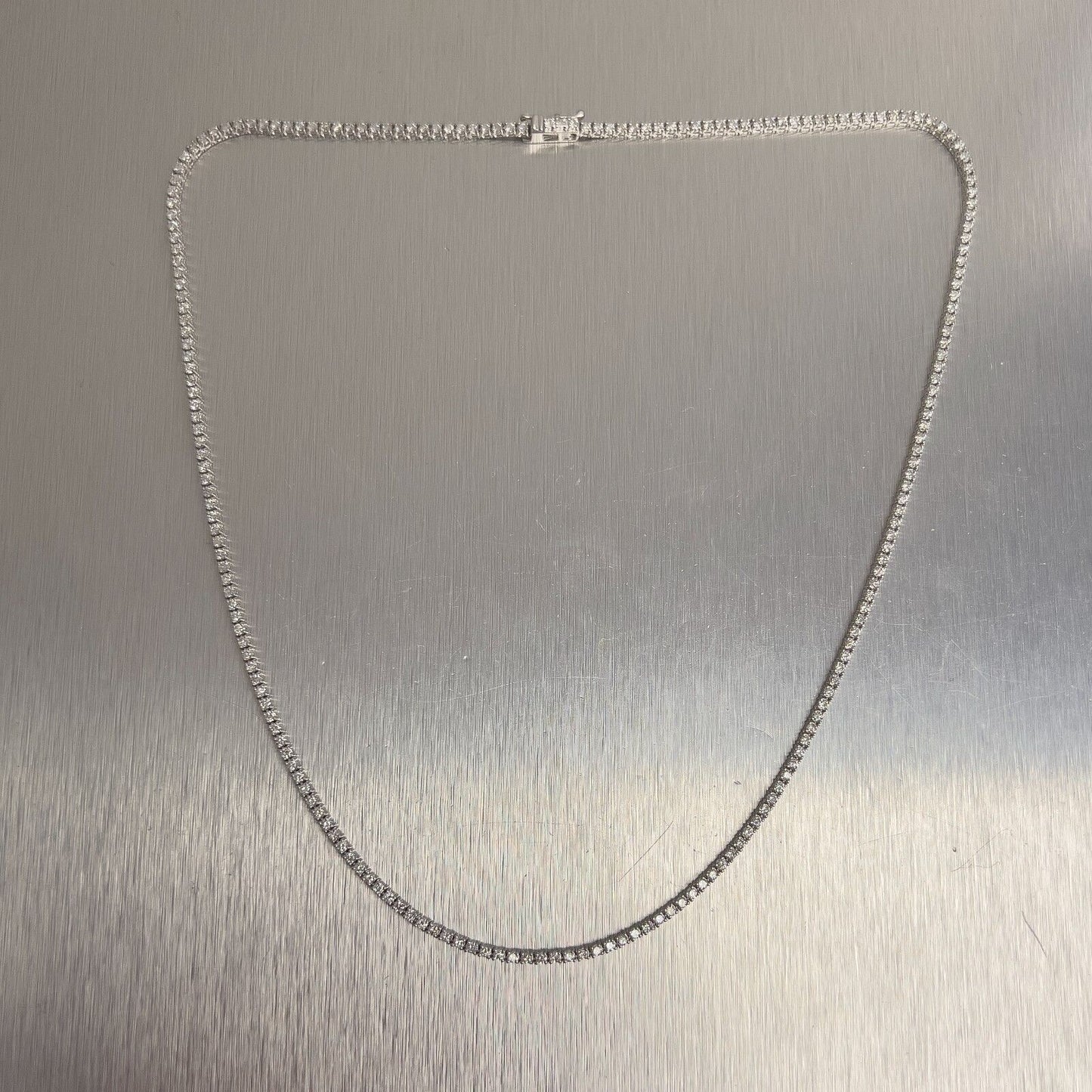 14k White Gold Diamond Tennis Necklace 3.68ctw F-G SI1 16.5"