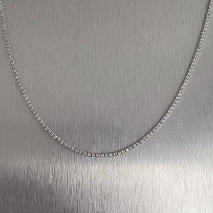 14k White Gold Diamond Tennis Necklace 3.68ctw F-G SI1 16.5"