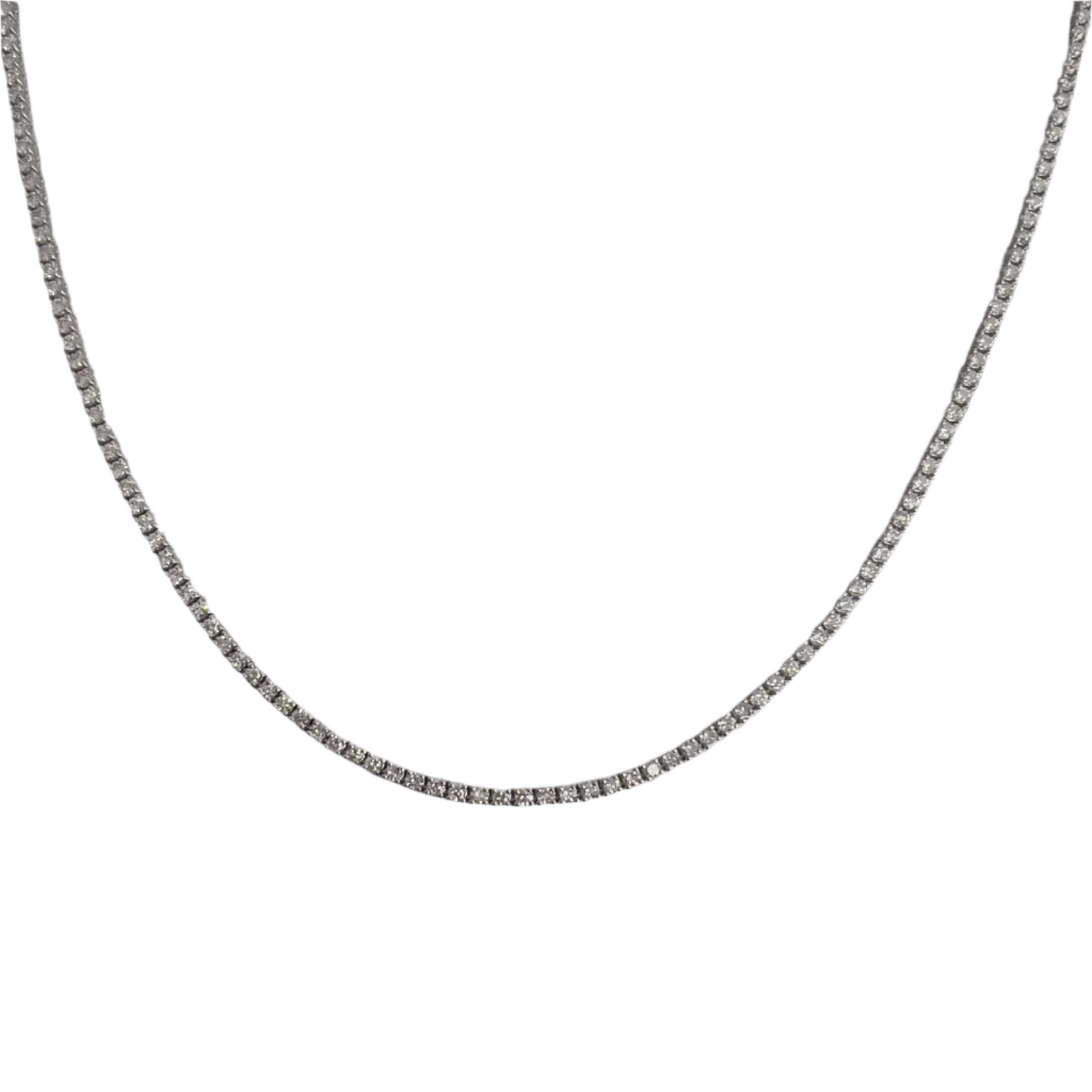 14k White Gold Diamond Tennis Necklace 3.68ctw F-G SI1 16.5"