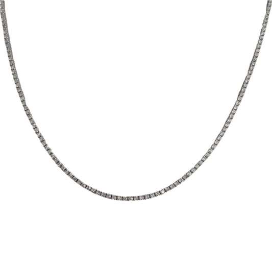 14k White Gold Diamond Tennis Necklace 3.68ctw F-G SI1 16.5"