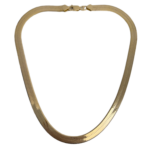 14k Yellow Gold Fancy Herringbone Link 7.75mm Chain Necklace 35.4g 18" ITALY