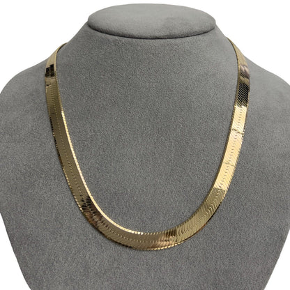 14k Yellow Gold Fancy Herringbone Link 7.75mm Chain Necklace 35.4g 18" ITALY