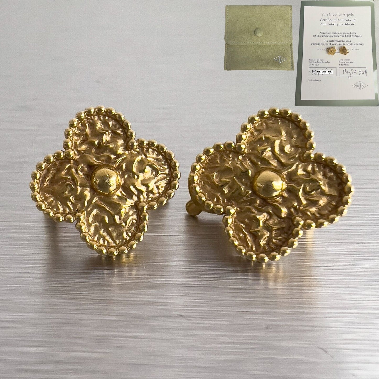 Van Cleef & Arpels Vintage Alhambra 18k Yellow Gold Omega Back Earrings