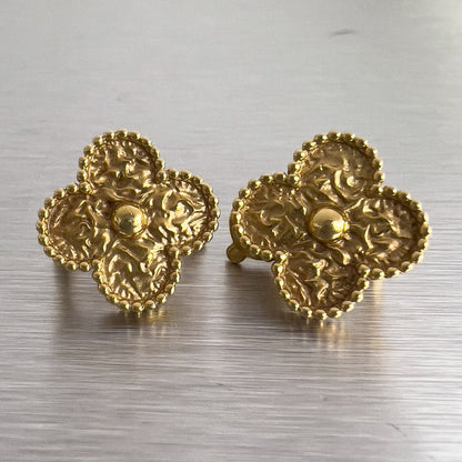 Van Cleef & Arpels Vintage Alhambra 18k Yellow Gold Omega Back Earrings