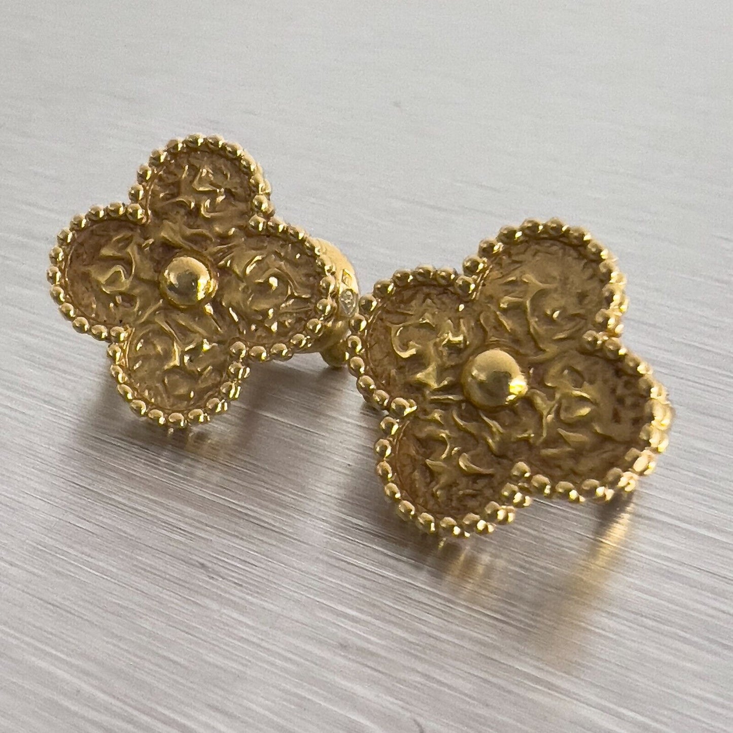 Van Cleef & Arpels Vintage Alhambra 18k Yellow Gold Omega Back Earrings