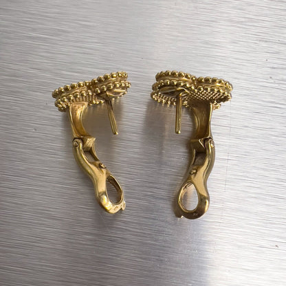 Van Cleef & Arpels Vintage Alhambra 18k Yellow Gold Omega Back Earrings