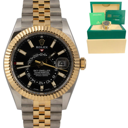 2021 Rolex Sky-Dweller 18k Yellow Gold Stainless 42mm Watch 326933 BOX + PAPERS