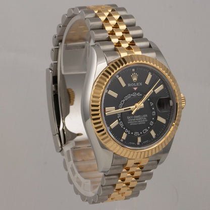 2021 Rolex Sky-Dweller 18k Yellow Gold Stainless 42mm Watch 326933 BOX + PAPERS