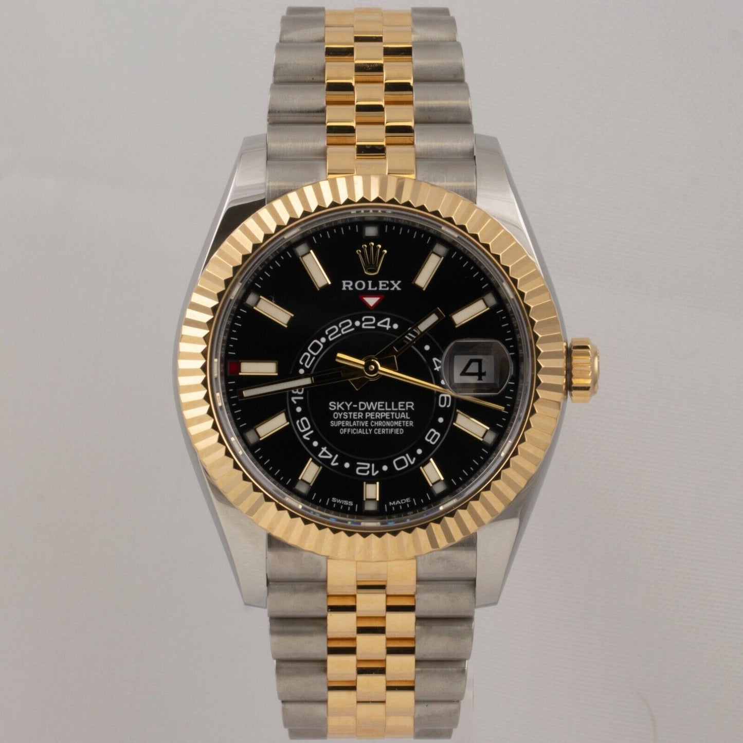 2021 Rolex Sky-Dweller 18k Yellow Gold Stainless 42mm Watch 326933 BOX + PAPERS