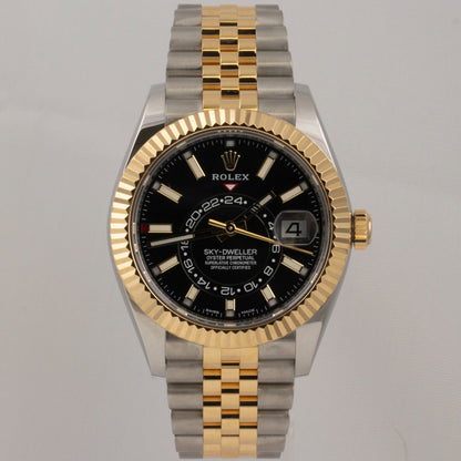 2021 Rolex Sky-Dweller 18k Yellow Gold Stainless 42mm Watch 326933 BOX + PAPERS