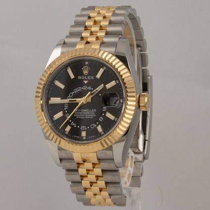 2021 Rolex Sky-Dweller 18k Yellow Gold Stainless 42mm Watch 326933 BOX + PAPERS