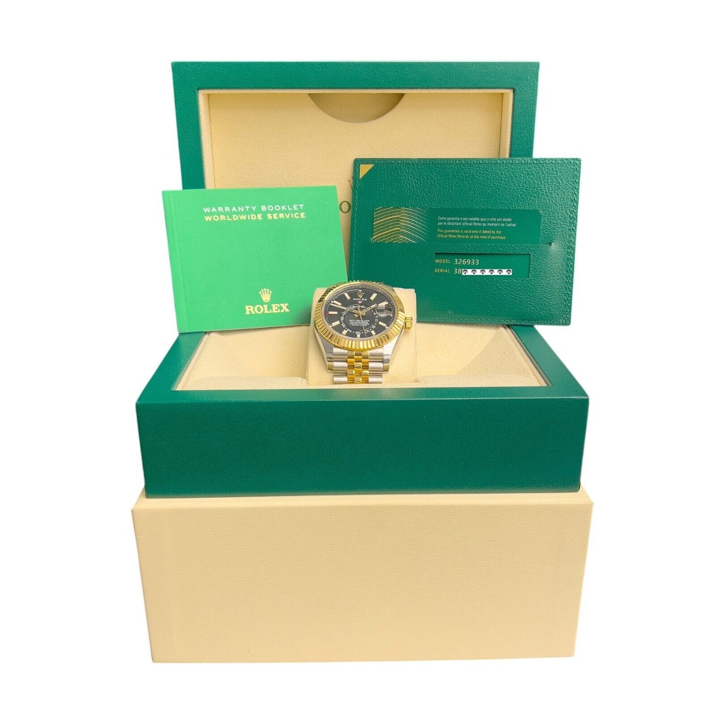 2021 Rolex Sky-Dweller 18k Yellow Gold Stainless 42mm Watch 326933 BOX + PAPERS