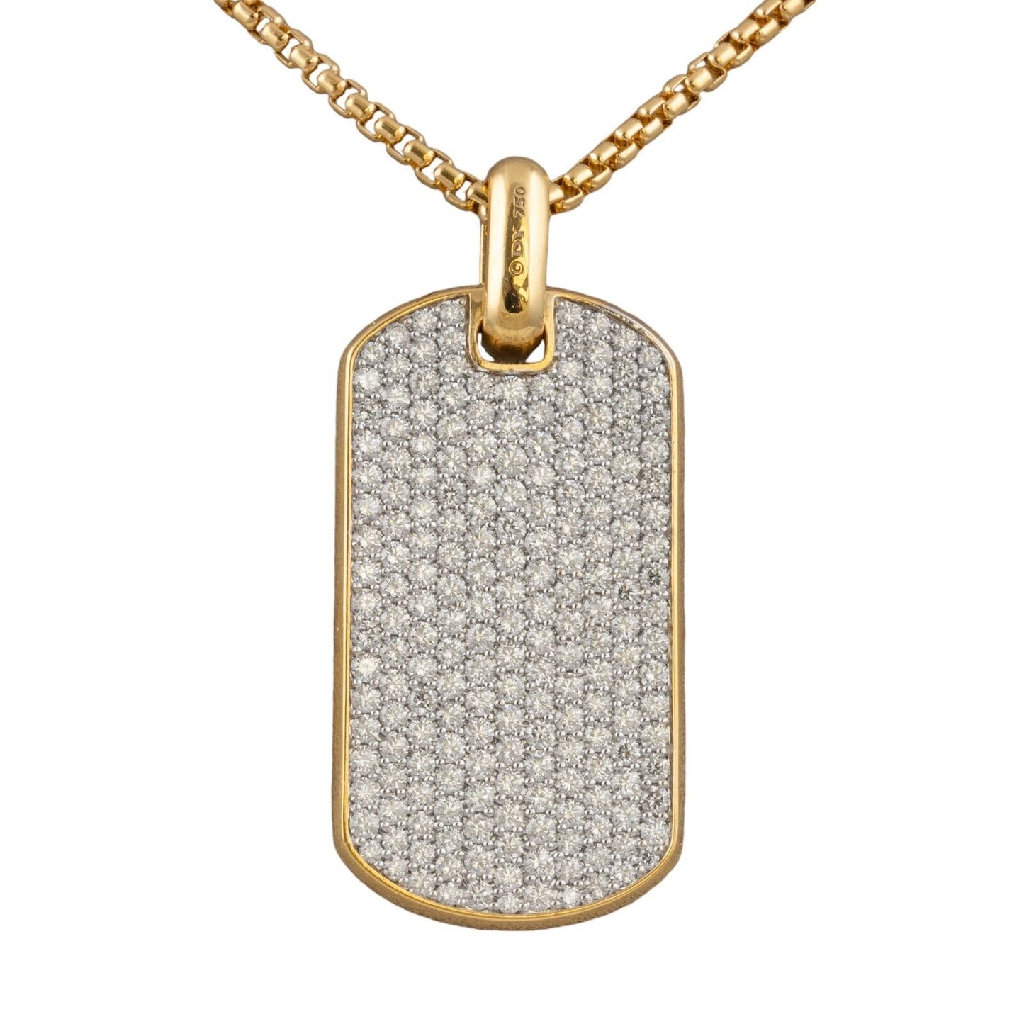 David Yurman 18k Yellow Gold Diamond Chevron Tag 42mm 5.66ctw 24" Chain $24,450