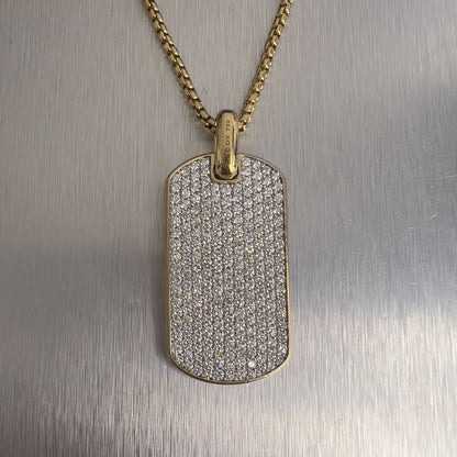 David Yurman 18k Yellow Gold Diamond Chevron Tag 42mm 5.66ctw 24" Chain $24,450