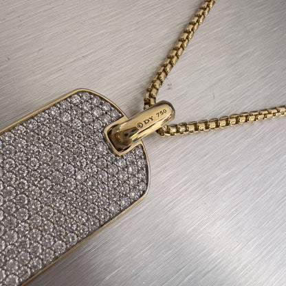 David Yurman 18k Yellow Gold Diamond Chevron Tag 42mm 5.66ctw 24" Chain $24,450