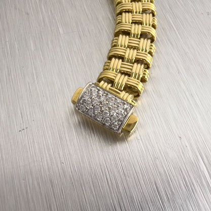 Roberto Coin Appassionata 18k Yellow Gold Diamond Woven Link Bracelet