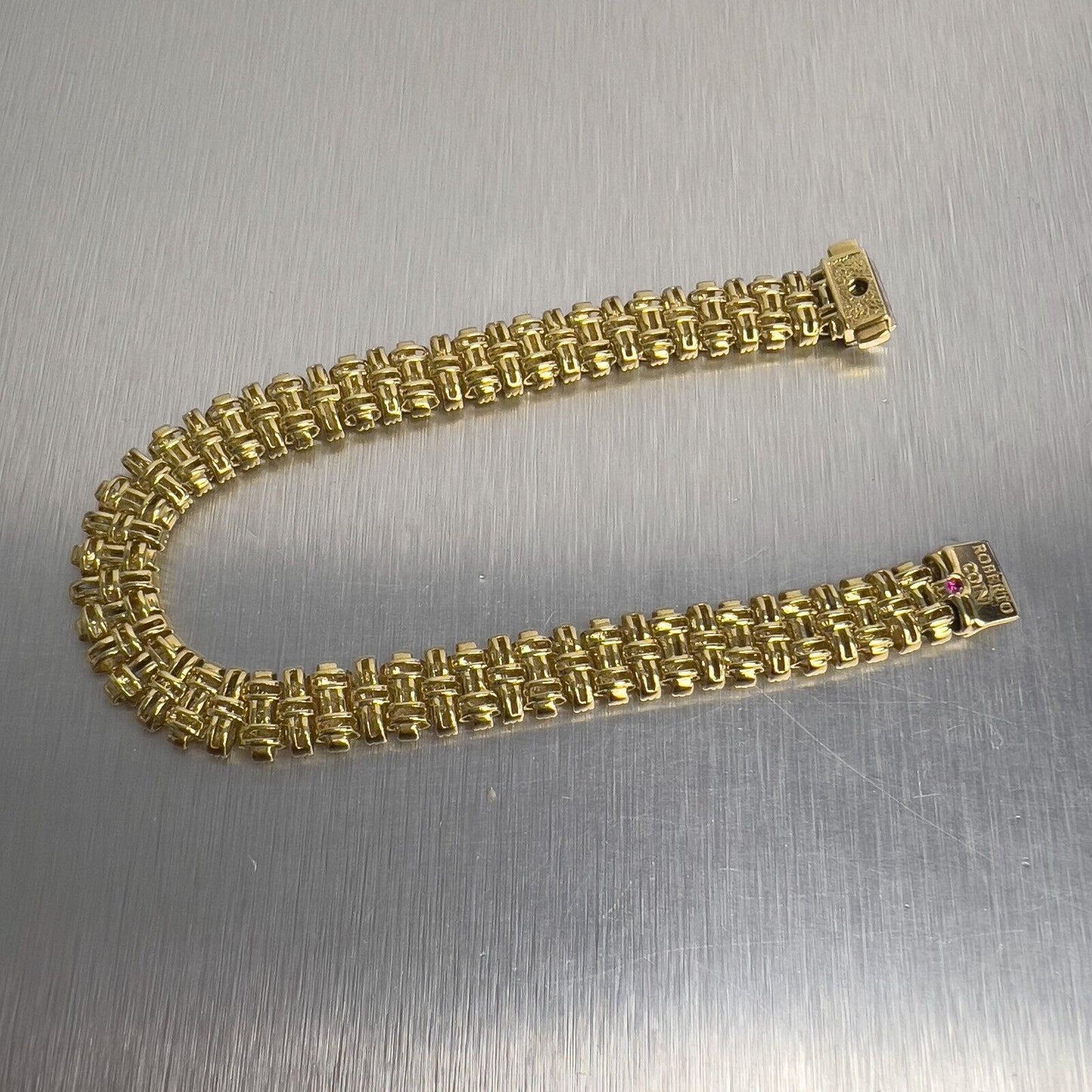 Roberto Coin Appassionata 18k Yellow Gold Diamond Woven Link Bracelet