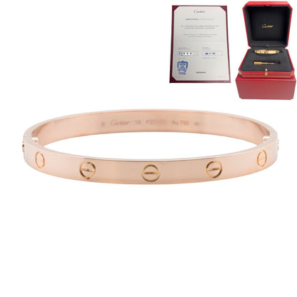 2022 Cartier Love 18k Rose Gold Bangle Bracelet Size 18 BOX & CERTIFICATE