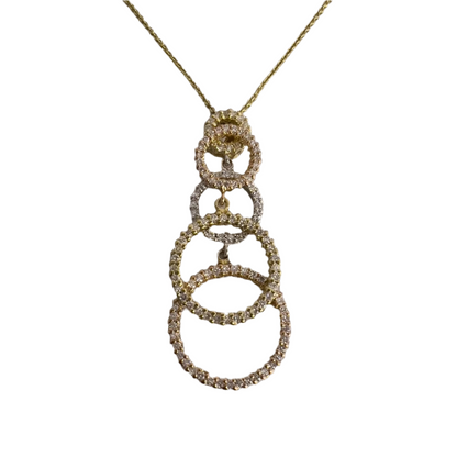 Roberto Coin 18k White, Yellow & Rose Gold Diamond Five Circlet Pendant Necklace