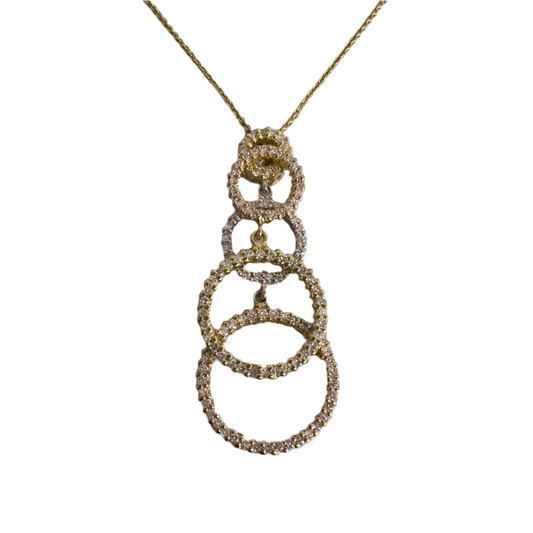 Roberto Coin 18k White, Yellow & Rose Gold Diamond Five Circlet Pendant Necklace