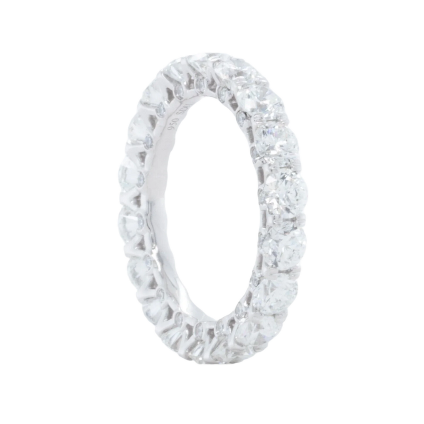 Platinum 950 Round Diamond Gallery Eternity Band 3.08ctw F VS1 Size 4.5
