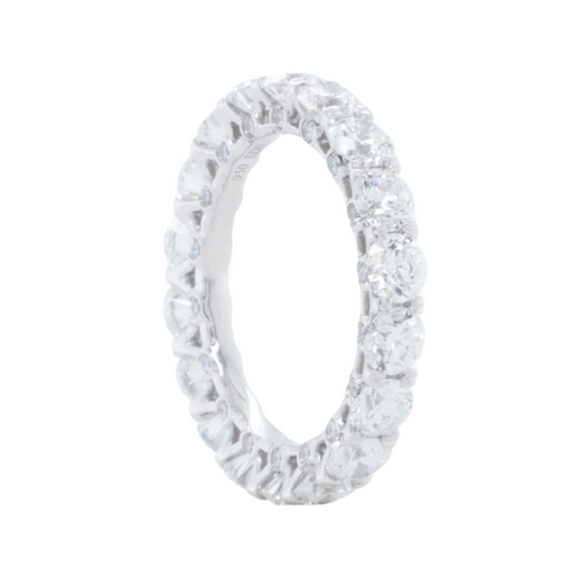 Platinum 950 Round Diamond Gallery Eternity Band 3.08ctw F VS1 Size 4.5