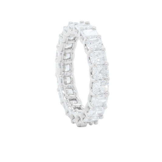 Platinum 950 Radiant Cut Diamond Eternity Band 5.02ctw F-G VS1-VS2 Size 6.25