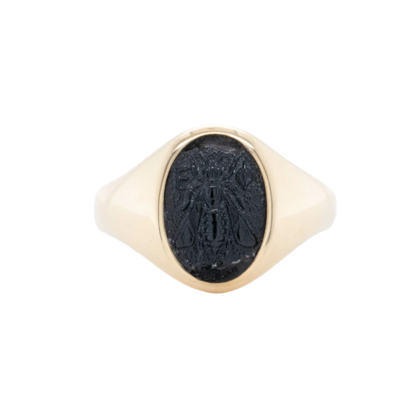 David Yurman Petrvs 750 18k Yellow Gold Bee Black Onyx Pinky Ring Size 9 w/ BOX