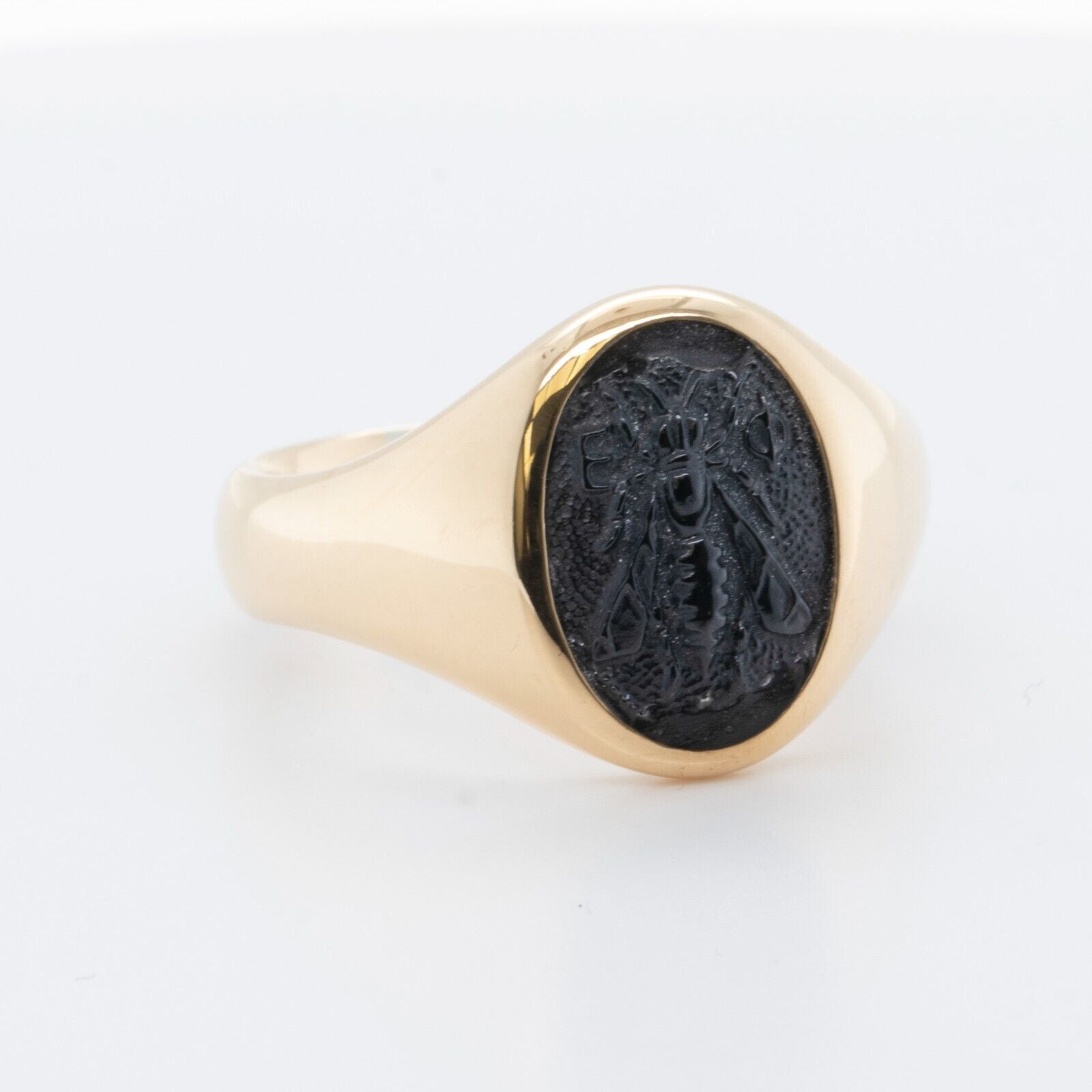 David Yurman Petrvs 750 18k Yellow Gold Bee Black Onyx Pinky Ring