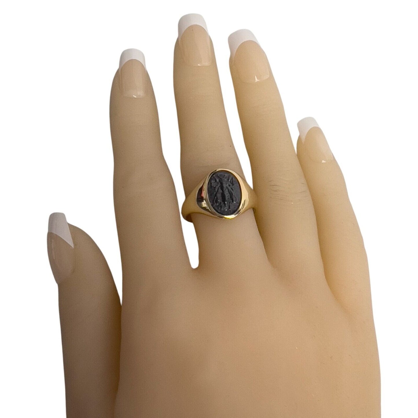 David Yurman Petrvs 750 18k Yellow Gold Bee Black Onyx Pinky Ring Size 9 w/ BOX