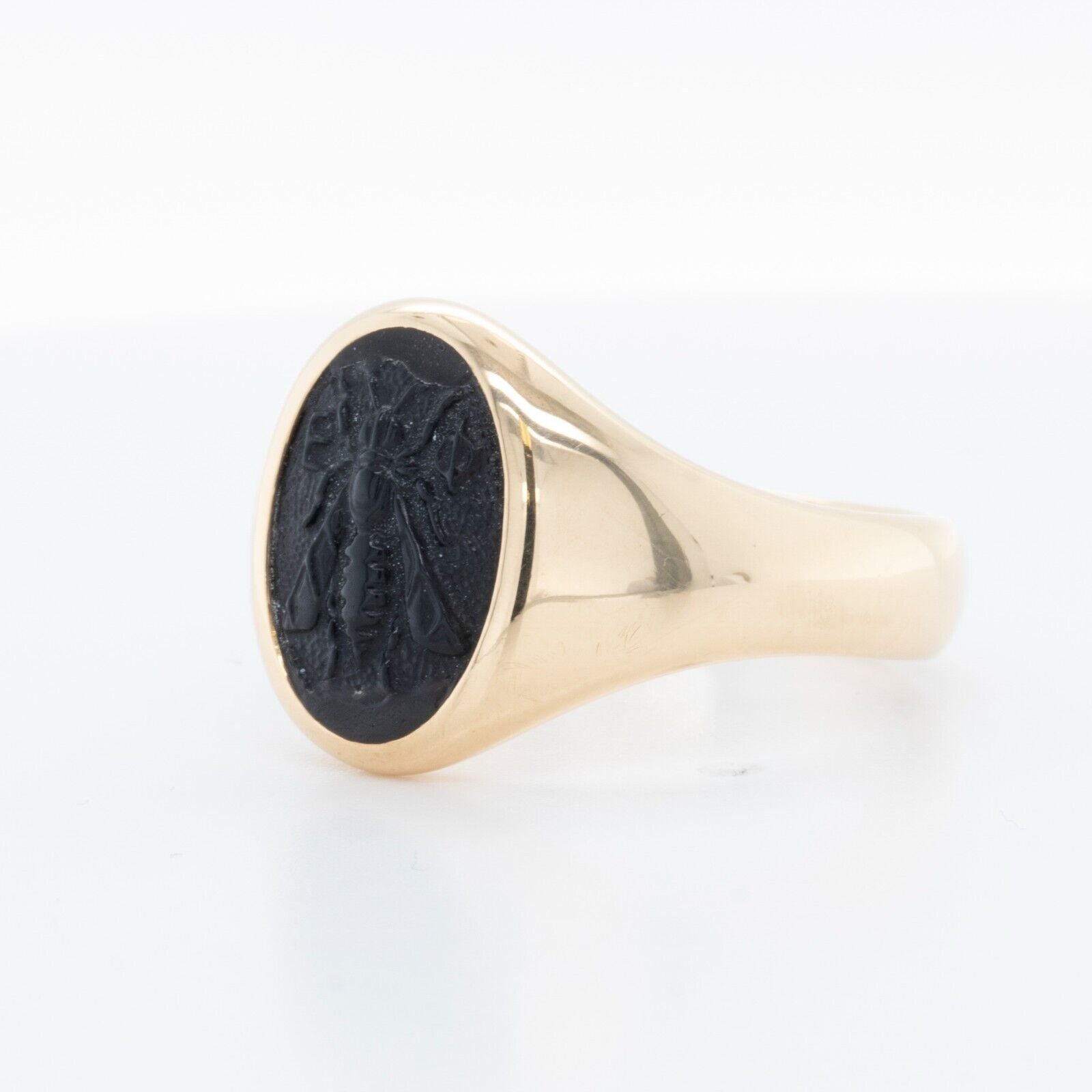 David Yurman Petrvs 750 18k Yellow Gold Bee Black Onyx Pinky Ring